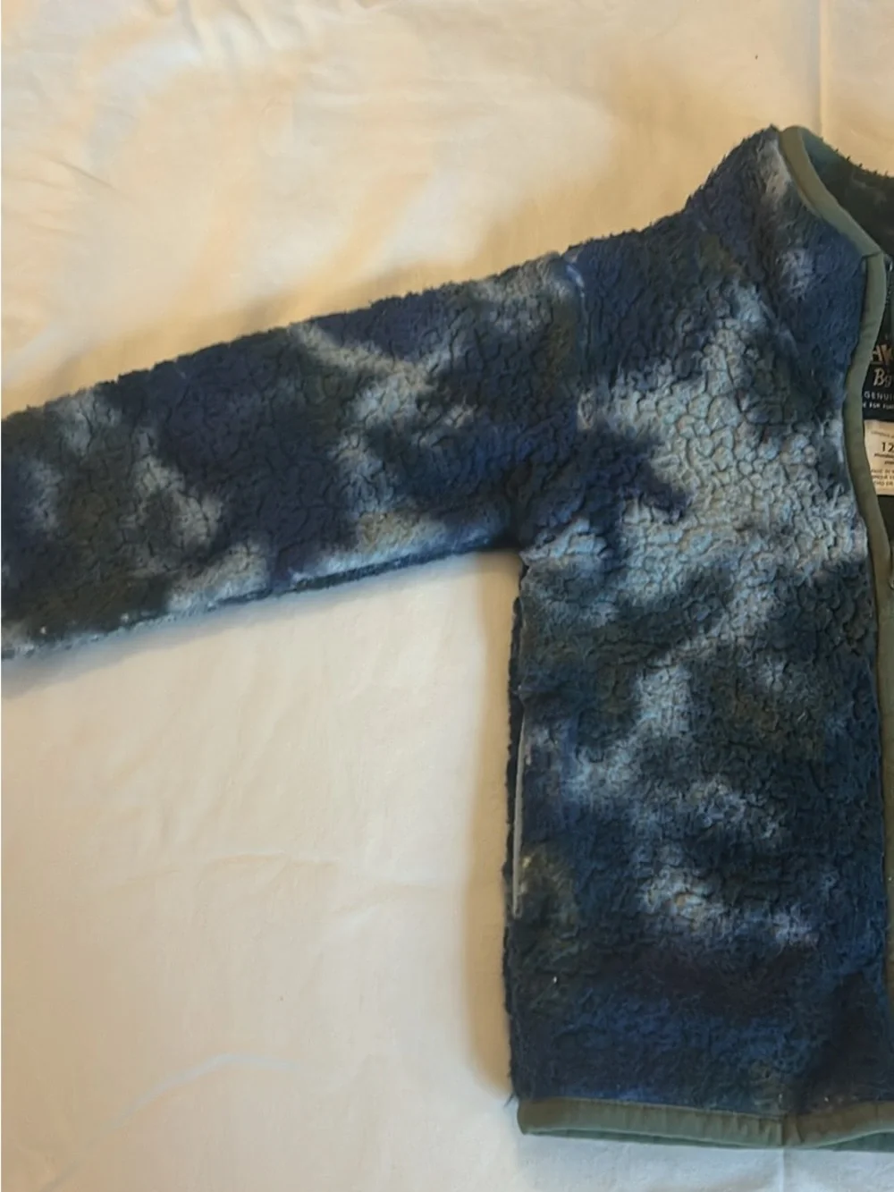 OshKosh B'gosh Navy and Light Blue Tie-Dye Sherpa Jacket with Olive Pocket